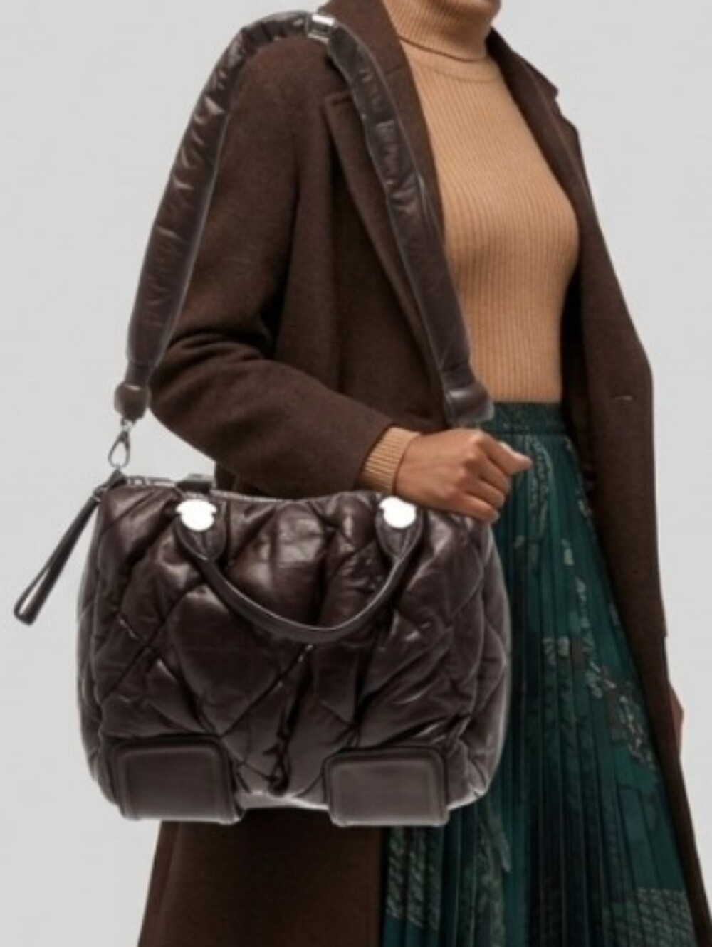 Moncler Brown Quiled Leather Top-Handle Bag - Picture 15 of 15